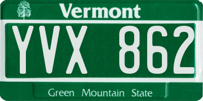 VT license plate YVX862