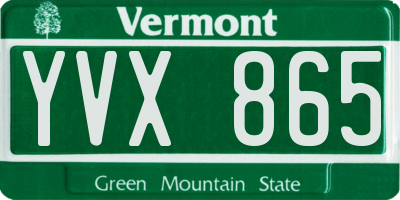 VT license plate YVX865