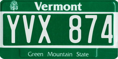 VT license plate YVX874