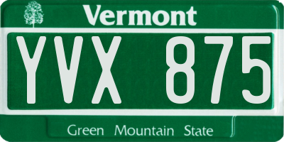 VT license plate YVX875