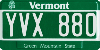 VT license plate YVX880