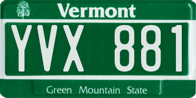VT license plate YVX881