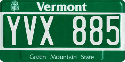 VT license plate YVX885