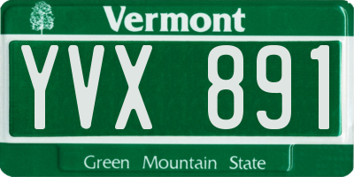 VT license plate YVX891