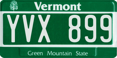 VT license plate YVX899