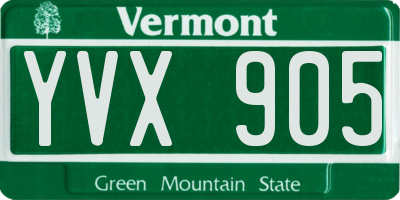 VT license plate YVX905