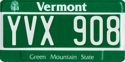 VT license plate YVX908