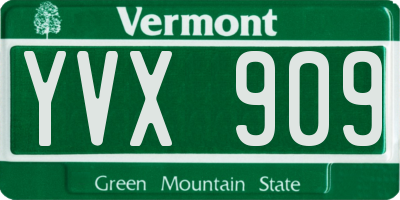 VT license plate YVX909