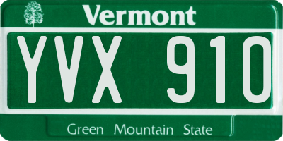 VT license plate YVX910