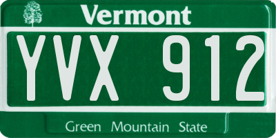 VT license plate YVX912