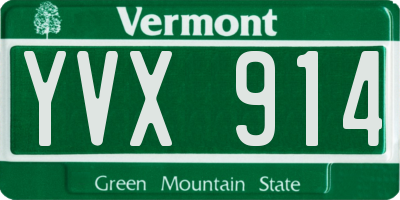 VT license plate YVX914