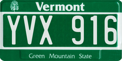 VT license plate YVX916