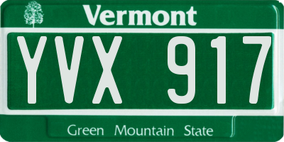 VT license plate YVX917