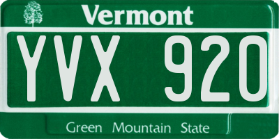 VT license plate YVX920