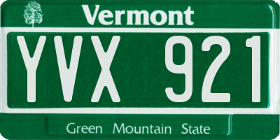 VT license plate YVX921