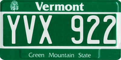 VT license plate YVX922