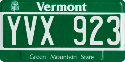 VT license plate YVX923