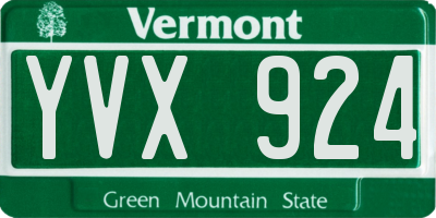 VT license plate YVX924