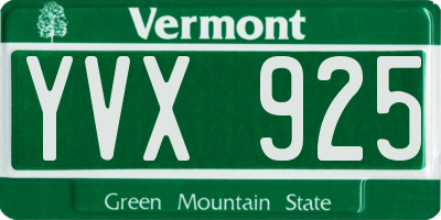 VT license plate YVX925