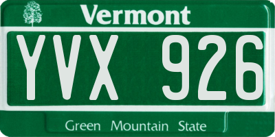 VT license plate YVX926