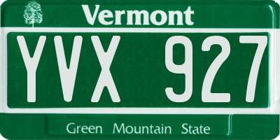 VT license plate YVX927