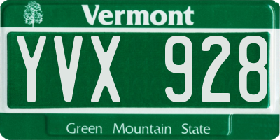 VT license plate YVX928