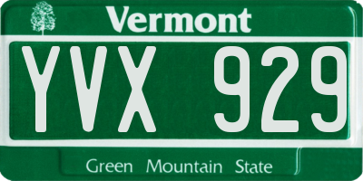 VT license plate YVX929