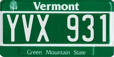 VT license plate YVX931