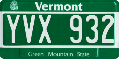 VT license plate YVX932