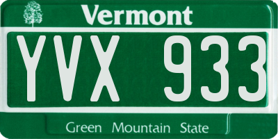 VT license plate YVX933