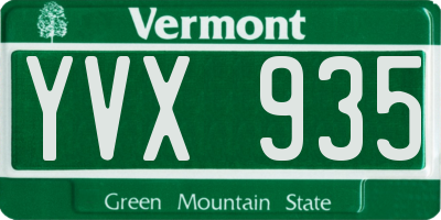 VT license plate YVX935