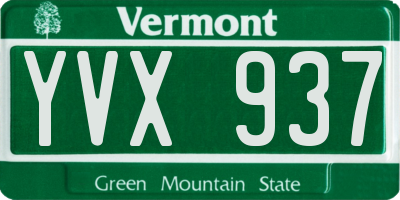 VT license plate YVX937