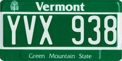 VT license plate YVX938