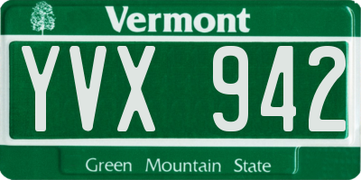 VT license plate YVX942