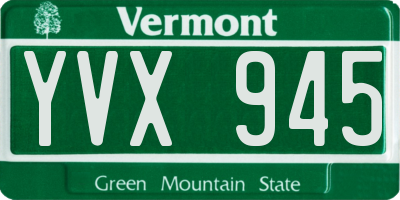 VT license plate YVX945