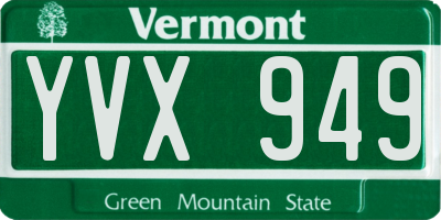 VT license plate YVX949