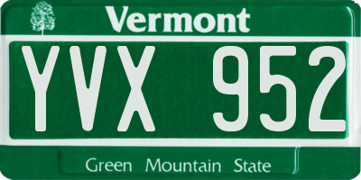 VT license plate YVX952