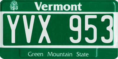 VT license plate YVX953