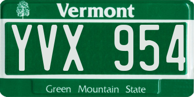 VT license plate YVX954