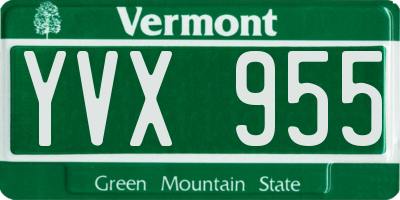 VT license plate YVX955