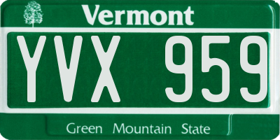 VT license plate YVX959