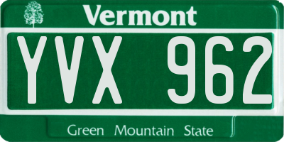 VT license plate YVX962