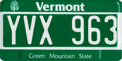 VT license plate YVX963