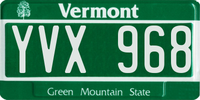 VT license plate YVX968