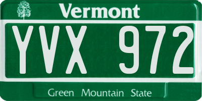 VT license plate YVX972