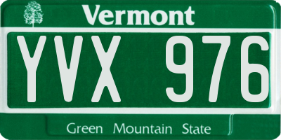 VT license plate YVX976