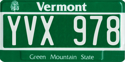 VT license plate YVX978