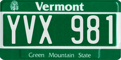 VT license plate YVX981