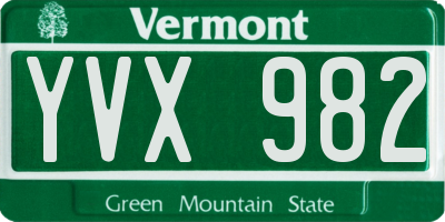 VT license plate YVX982