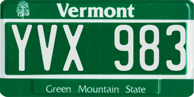 VT license plate YVX983
